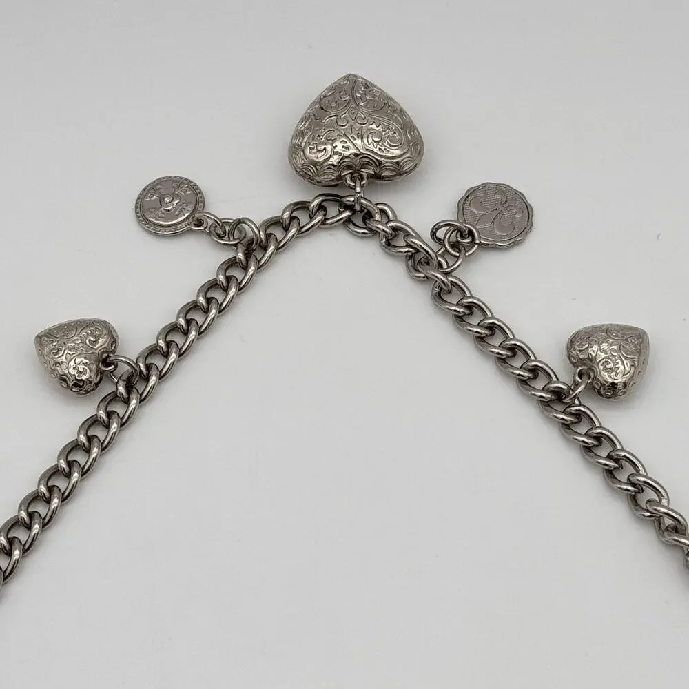 Kathy Van Zeeland Y2K Shoulder Clutch Bag Snakeskin Studded Chain Heart Charms